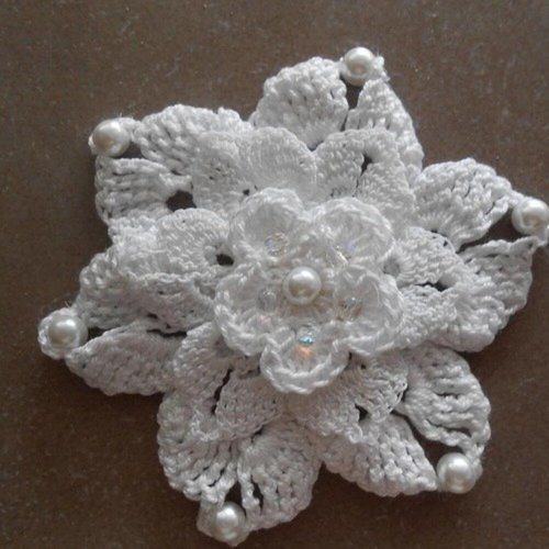 Fleur au crochet,piece a coudre coton,application,grosse fleur crochet,decoration