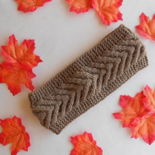 Bandeau en laine torsadé  femme, cache oreille