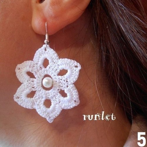 Boucles d'oreilles fleur  au crochet femme