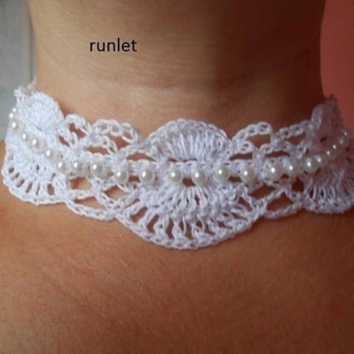 Choker dentelle blanc au crochet