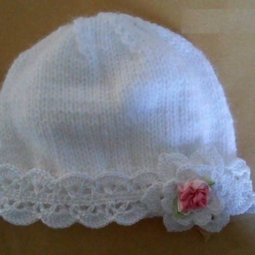 Bonnet Naissance Bebe Fille Fleur Crochet Bonnet Bebe Laine Bapteme Un Grand Marche