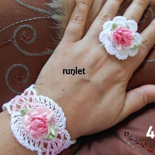 Bijoux au crochet,ensemble bracelet ring  pour femme,cadeau