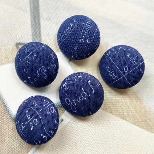 Grand boutons bleu blanc nombres symboles mathématiques école décoratif en tissu
