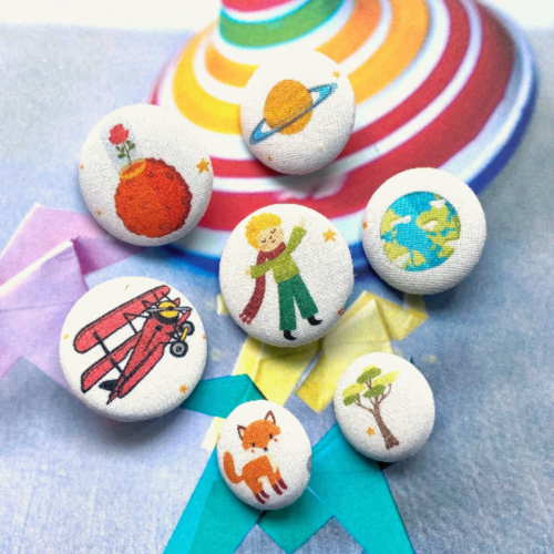 Grand boutons recouvert en tissu petit prince pour enfants manteau robe