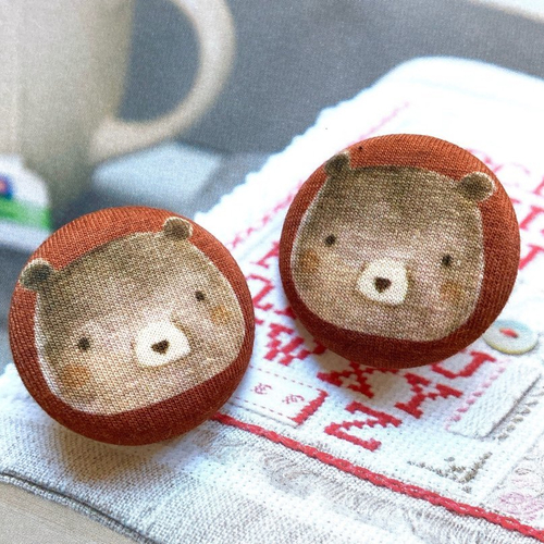 Grand bouton recouvert en tissu ours ourson marron pour enfants manteau robe