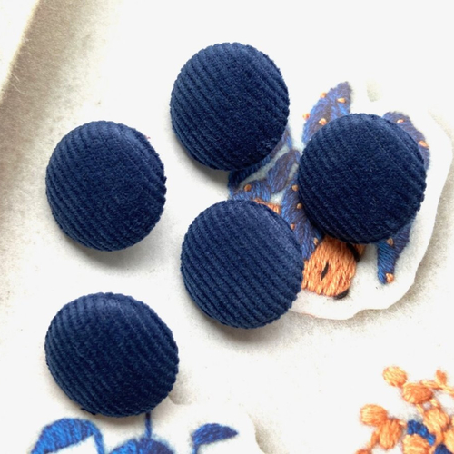 20pcs Boutons Recouverts De Tissu De Coton Accessoires De Couture Pour  Vêtement - Bleu Foncé