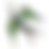 Breloque hirondelle émail vert, 28x25mm