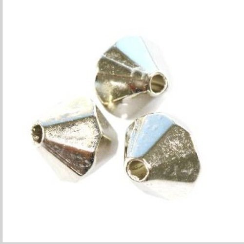 Lot de 2 perles en plastique de diamant argentées 8 mm