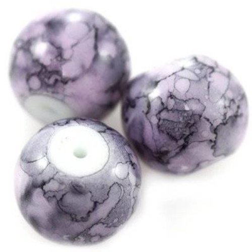2 perles de verre violet 12 mm