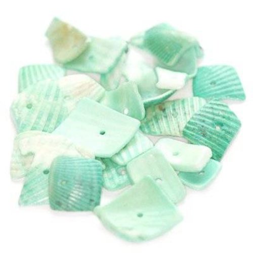 10 perles coquilles flocons rayures coupées pistache 0.9-1.5 cm 