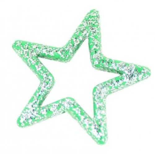 Perle étoile vert pailleté 32mm