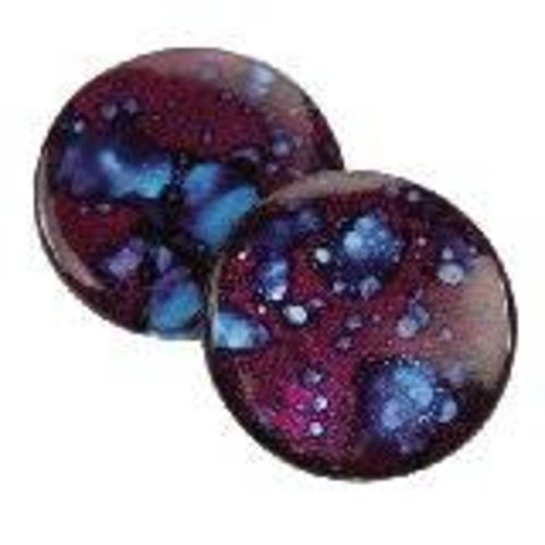 2 perles nacre pièces cosmos bleu-violet  20 mm
