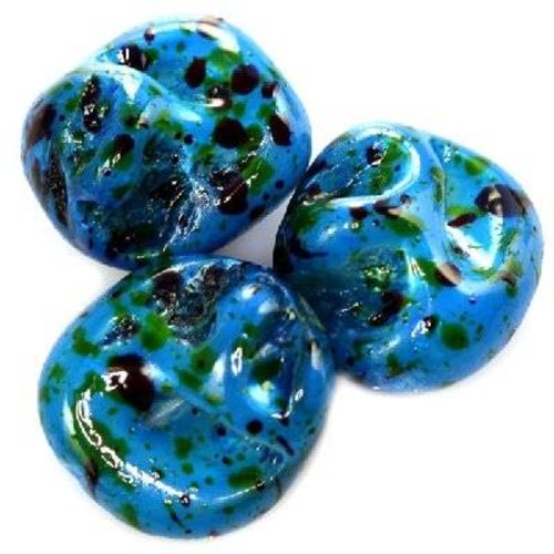 6 perles nacre barils mouchetés barils mouchetés turquoise 1-2cm