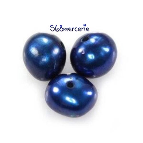 10 perles eau douce 5-6 mm bleues