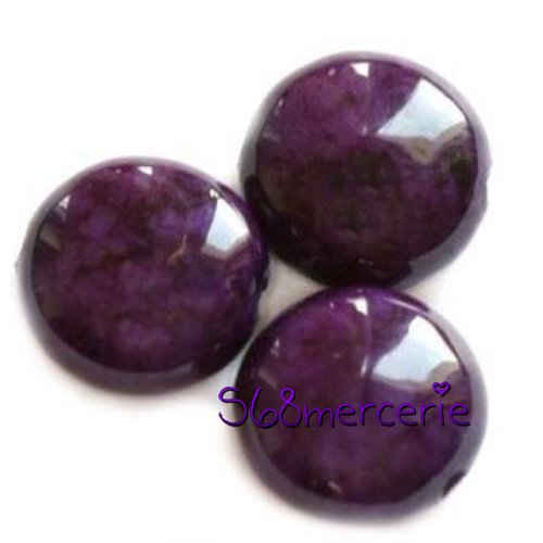 4 perles bonbons marbre améthyste (violet) 8 x 4 mm