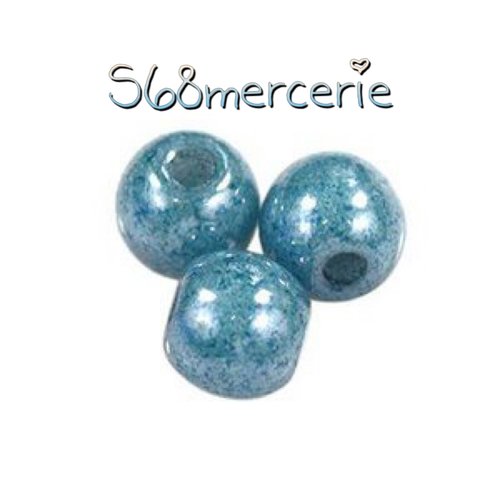 10 perles round beads light blue 3 mm