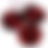 2 perles nacre ronde lave rouge noir- 30mm