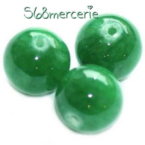4 perles boules marbre vert vitreux 6 mm