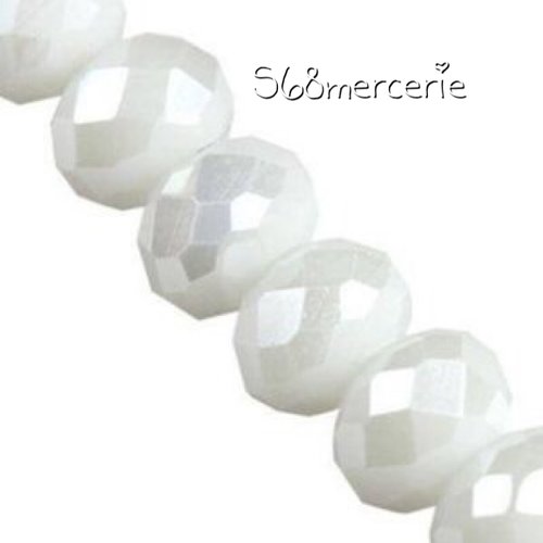 Lot de 10 perles de cristal blanc solide cristallin rondelle ab 3 x 4 mm