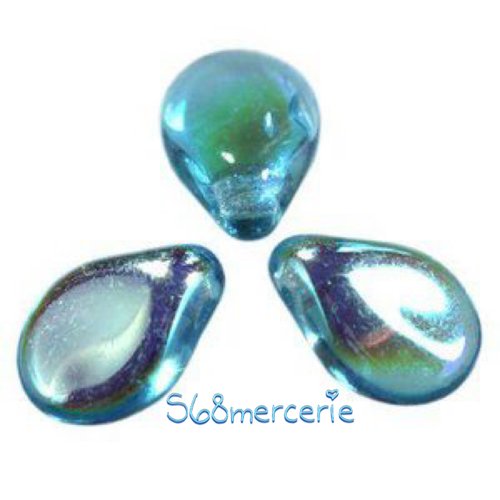 Lot de 10 perles preciosa pip aquamarine ab 7 x 5 mm