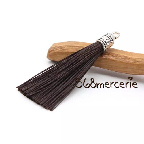 Pompon gland marron foncé métal argenté