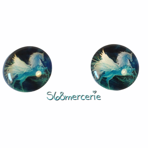 2 cabochons licorne  14mm