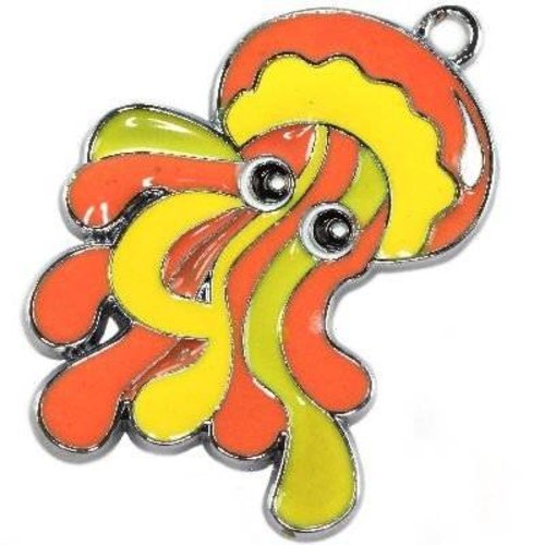 Pendentif pieuvre multicolore 34x25mm