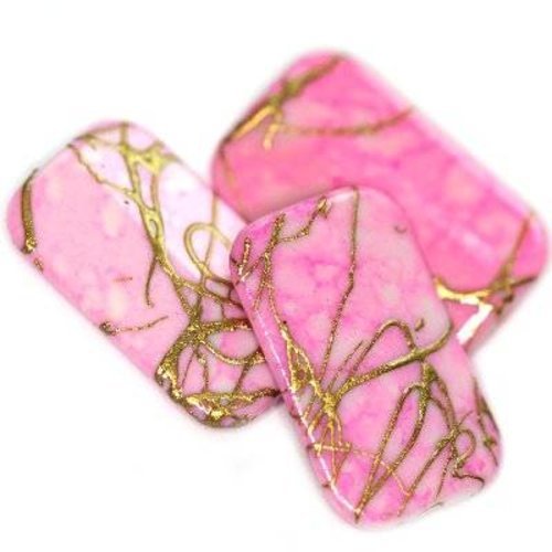 4 perles rectangles en plastique raffinés roses 18 x 11 mm
