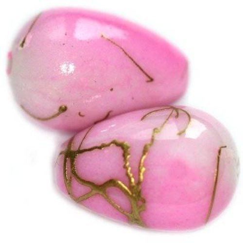 2 perles larmes en plastique raffinées roses 15 x 10 mm