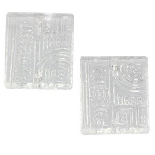 2 perles rectangles ornement transparents 18 x 22 mm