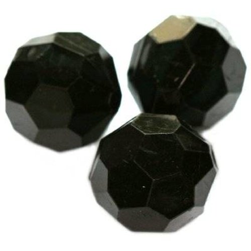 2 perles cristaux en plastique ronds noirs 16 mm