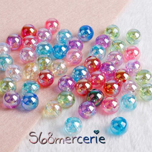 Lot de 10 perles mixtes multicolores 8mm