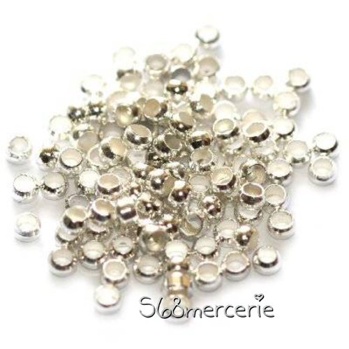 10 perles à fermer argentées 2mm