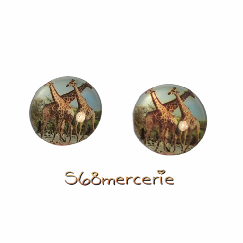 2 cabochons famille girafe 14mm