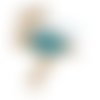 Pendentif flamant bleu vert pailletée 34x27mm
