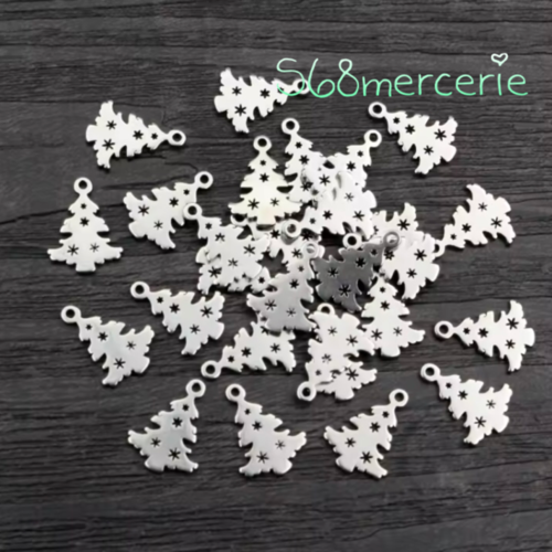 Breloque sapin en acier inoxydable