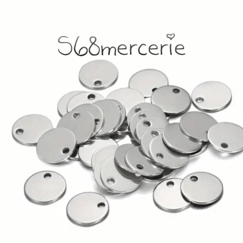 Breloque rond acier inoxydable