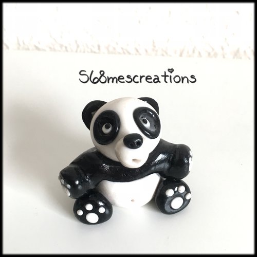 Figurine monsieur panda noir et blanc en fimo