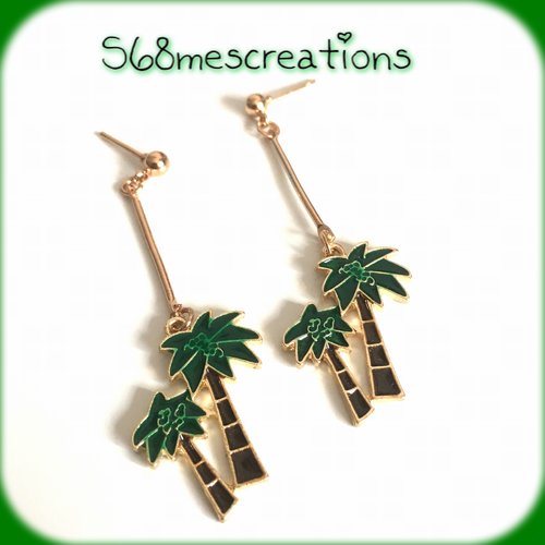 Boucles d’oreilles pendantes palmiers