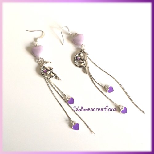 Vendu bo pendantes féeriques mauve