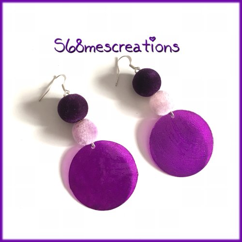 Boucles d’oreilles pendantes duo de violet 