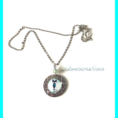Collier chat bleu turquoise