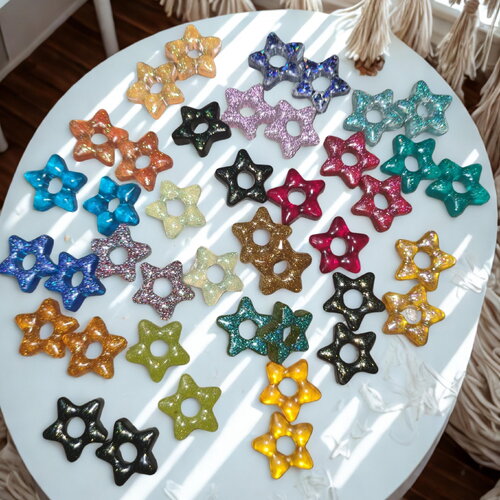 Boucles d'oreilles créoles interchangeables  2 cm – étoile – bijoux faits main – création artisanale –