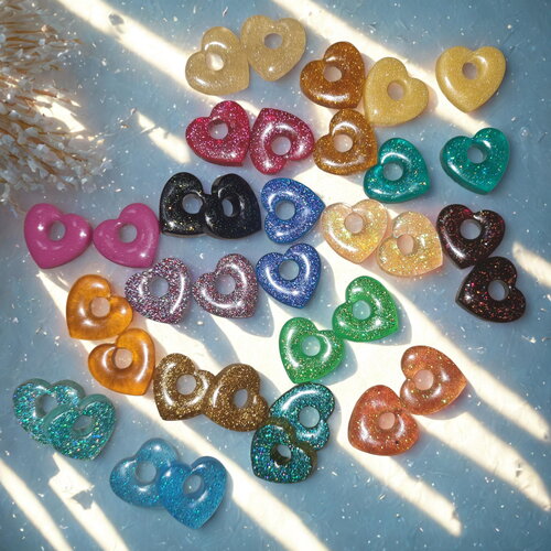 Boucles d'oreilles créoles interchangeables  2 cm – cœur  – bijoux faits main – création artisanale –