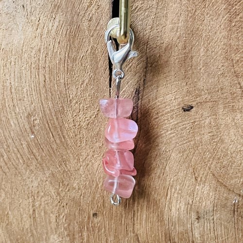 Clips quartz rose argent