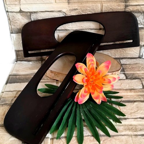 Paire de poignée de sac à main en bois, remplacement d'anse de sac à main, poignée en bois de forme rectangle,
