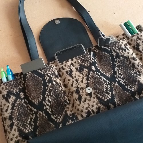 KCODE - Sac à ain fee noir et blanc - Iitation peau de serpent