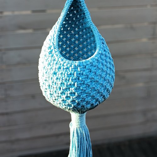 Suspension macramé bleu clair