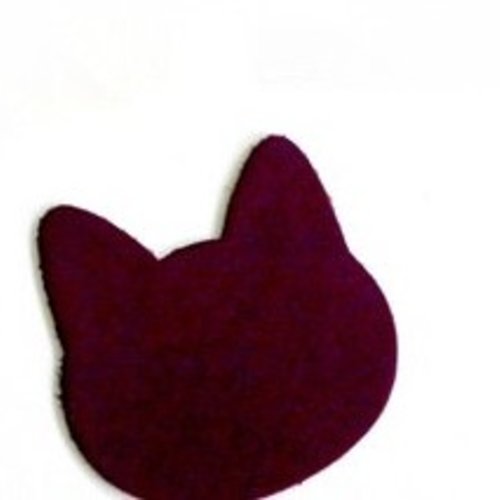 Patch tête de chat cuir, écusson en cuir véritable, chat en peau a coller, patch a coudre, écusson littlefabric,