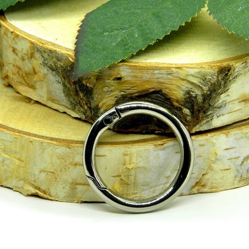 Gros anneau mousqueton métal, anneau métal ouvrant rond, 32mm